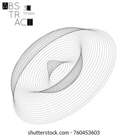 Abstract 3D wireframe geometric shape isolated on white background. 3D ripple effect. Circle wave on grid. Futuristic design element.