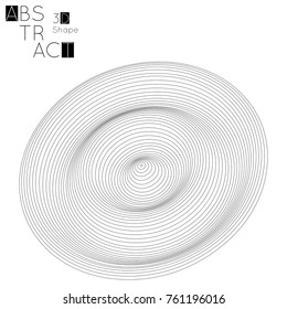 Abstract 3D wireframe geometric shape isolated on white background. 3D ripple effect. Circle wave on grid. Futuristic design element.