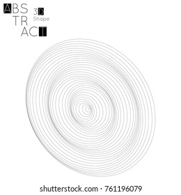 Abstract 3D wireframe geometric shape isolated on white background. 3D ripple effect. Circle wave on grid. Futuristic design element.