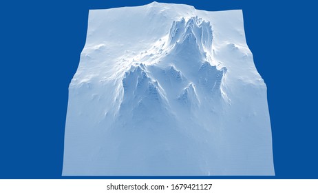 Abstract 3d wire-frame landscape. Blueprint style. Vector rendering from 3D model. Geology Terrain