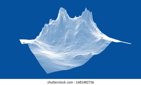 Abstract 3d wire-frame landscape. Blueprint style. Vector rendering from 3D model. Geology Terrain