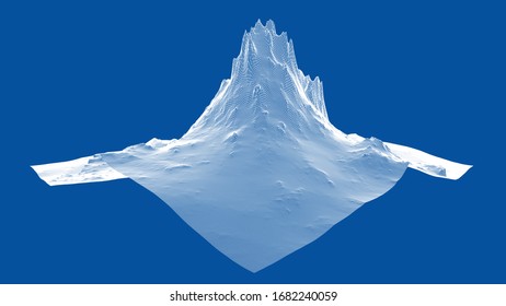 Abstract 3d wire-frame landscape. Blueprint style. Vector rendering from 3D model. Geology Terrain