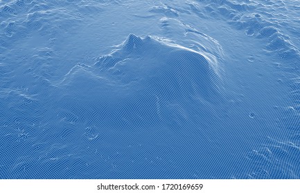 Abstract 3d wire-frame landscape. Blueprint style. Vector rendering from 3D model. Geology Terrain