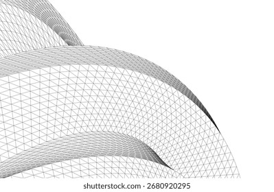 Abstract 3D wireframe wave and shape, mesh illustration