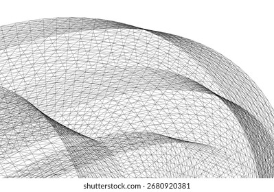 Abstract 3D wireframe wave and shape, mesh illustration