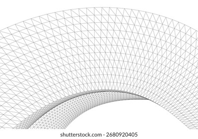 Abstrato 3D wireframe onda e forma, ilustração de malha