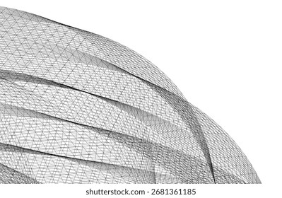 Abstract 3D wireframe wave and shape mesh illustration