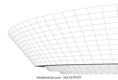 Abstract 3D wireframe waves and shapes, black and white mesh illustration