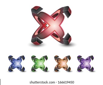 Abstract 3D X icons set