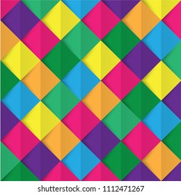 Abstract 3d yellow geometric background template with shadow. Checkerboard texture. Pattern from pieces of paper. Vector design illustration.