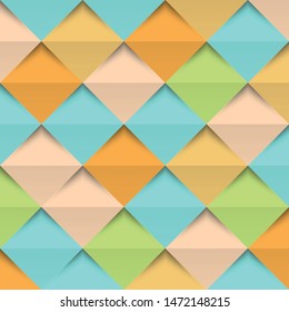 Abstract 3d yellow geometric background template with shadow. Checkerboard texture. Pattern from pieces of paper. Vector design illustration.