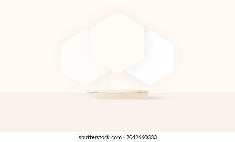 Abstract 3d yelow and white  podium with pastel yelow minimal wall scene