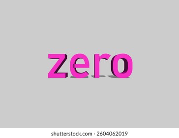 Abstract 3D Zero Text Effect Design White Background