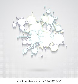 Abstract 3d-like white stylized splashes on light background.