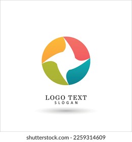 Resumen del logotipo de 4 elementos. Plantilla de vectores de símbolos e iconos