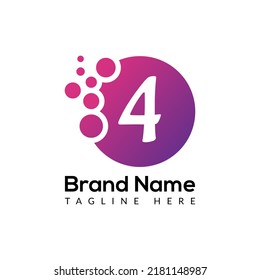 Resumen de 4 letras plantilla de diseño de logotipo de burbuja moderna