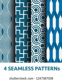 Abstract 4 seamless patterns in Japanese style 