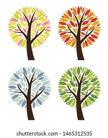 Abstract  4 Seasons Vector Tree Collection Set Illustration EPS10