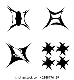 Abstract 4 star Flat Icon Set Isolated On White Background