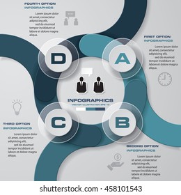 Abstract 4 steps circle wheel presentation template/graphic or website layout. Vector.