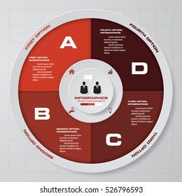 Abstract 4 steps circle/wheel infographis elements.Vector illustration.