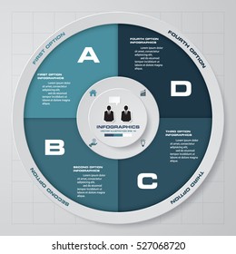 Abstract 4 steps circle/wheel infographis elements.Vector illustration.