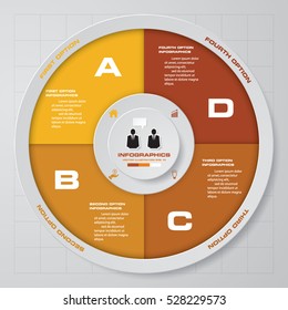 Abstract 4 steps circle/wheel infographis elements.Vector illustration.