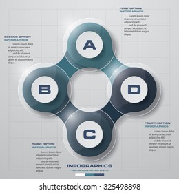 Abstract 4 steps infographics background. Number banners template/tags or website layout. Vector.