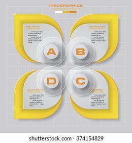 Abstract 4 steps infographics background. Number banners template/tags or website layout. Vector.