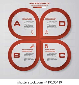 Abstract 4 steps infographics background. Number banners template/tags or website layout. Vector.