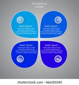Abstract 4 steps infographics background. Number banners template/tags or website layout. Vector.