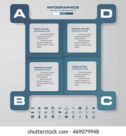 Abstract 4 steps infographics background. Number banners template/tags or website layout. Vector.