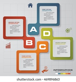 Abstract 4 steps infographics background. Number banners template/tags or website layout. Vector.