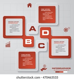 Abstract 4 steps infographics background. Number banners template/tags or website layout. Vector.