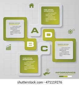Abstract 4 steps infographics background. Number banners template/tags or website layout. Vector.
