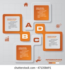 Abstract 4 steps infographics background. Number banners template/tags or website layout. Vector.