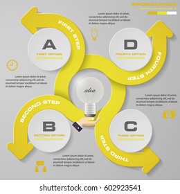 Abstract 4 steps presentation template. EPS10. For your design and sample text.