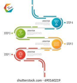 Abstract 4 steps road timeline infographic template. Vector illustration.