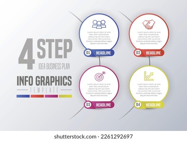 Abstract 4 steps Timeline infographics elements with icon. Vector illustration.