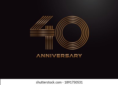 Resumen 40 Logotipo de número, estilo de línea monograma número Gold 40, utilizable para logotipos de aniversario y negocios, plantilla de logotipo de diseño plano, ilustración vectorial