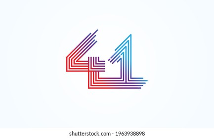 Abstract 41 Number Logo, number 41 monogram line style, usable for anniversary, business and tech logos, flat design logo template, vector illustration	