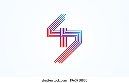 Abstract 47 Number Logo, number 47 monogram line style, usable for anniversary, business and tech logos, flat design logo template, vector illustration	