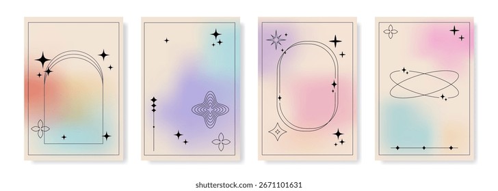 Um fundo colorido abstrato 4Panel com vários elementos geométricos e formas