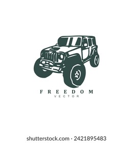 Abstract 4x4 truck off road vehicle logo design vector art illustration