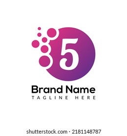 Abstract 5 letter modern bubble logo design template