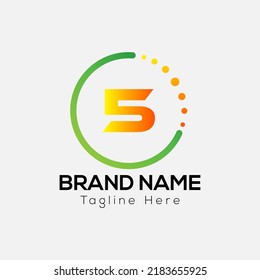 Abstract 5 letter modern initial logo design with bubble icon.