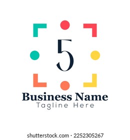 Resumen 5 letras diseño moderno de marcas de papel iniciales	