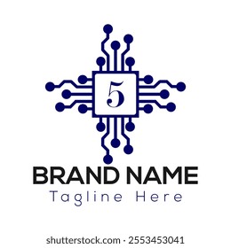 Abstract 5 letter modern initial logo design	