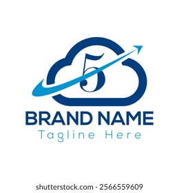 Abstract 5 letter modern initial logo design	