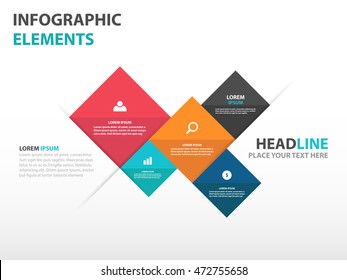 Abstract 5 square business Infographics elements, presentation template flat design vector illustration for web design marketing advertising